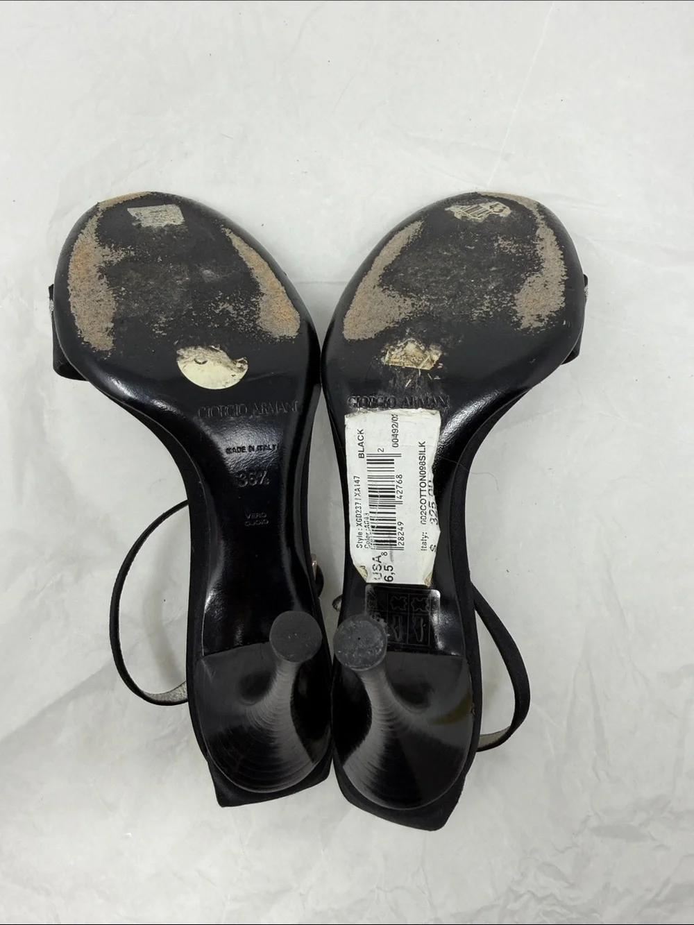 Giorgio Armani Black Embroidered Floral Ankle-Strap Sandals Size 36.5